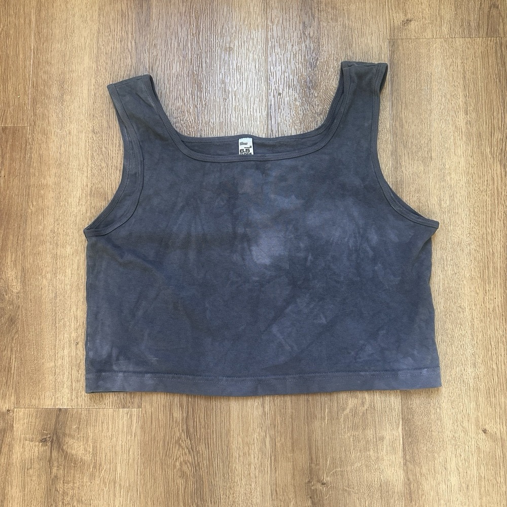 Los Angeles Apparel 100% Cotton Garment Dye Crop Tank Charcoal Tie Dye Size S